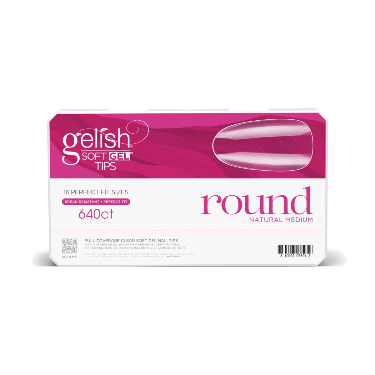 Gelish Soft gel Tips Round Natural Short 640ct