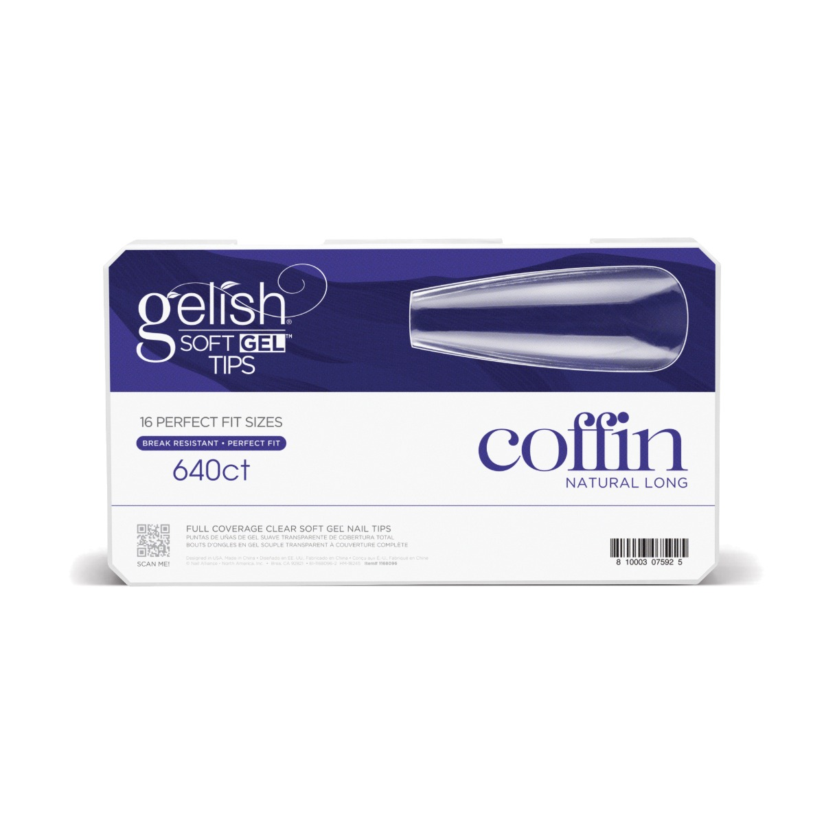 Gelish Soft gel Tips Coffin Natural Long 640ct