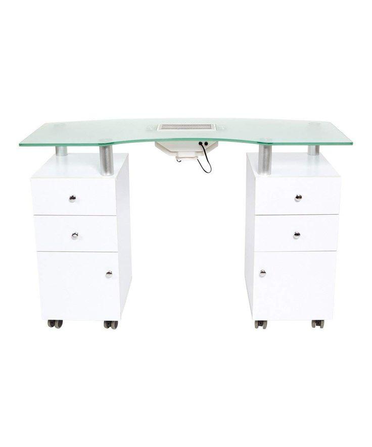 Manicure Table with Fan Glass Top