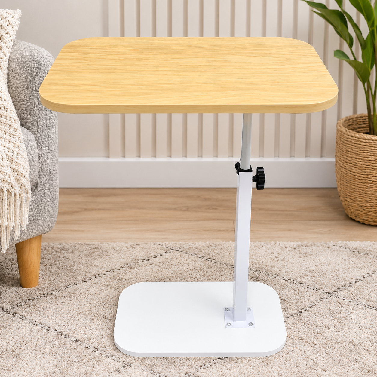 MULTIFUNCTIONAL MOVABLE SIDE TABLE SAND/WHITE  COLOR
