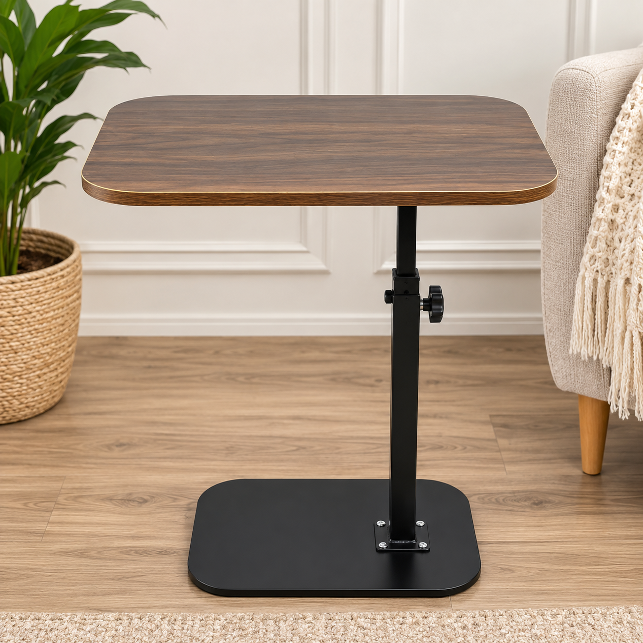 MULTIFUNCTIONAL MOVABLE SIDE TABLE BROWN/BLACK  COLOR