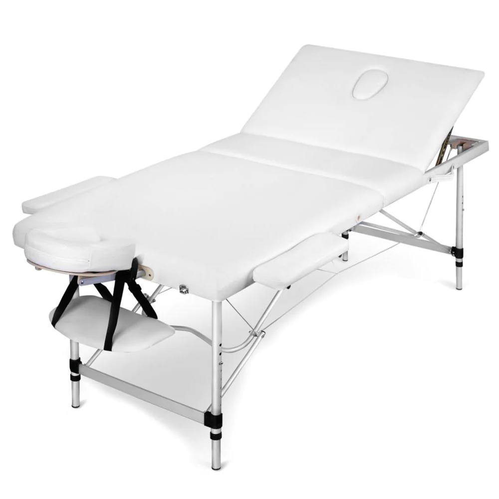 Aluminum Portable Massage Bed 3Fold White 3723/3724 | Beauty Bazaar